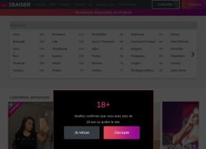 How 1baiser.com looks like on a tablet such as an iPad.