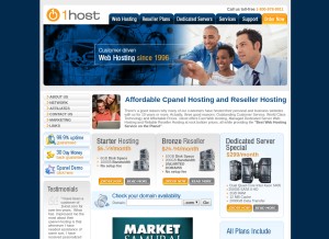 How 1host.com looks like on a tablet such as an iPad.