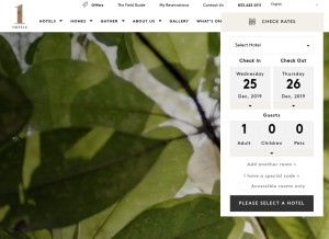 How 1hotels.com looks like on a tablet such as an iPad.