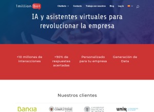 How 1millionbot.com looks like on a tablet such as an iPad.