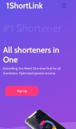 How 1shortlink.com looks like on a mobile device such as an iPhone.