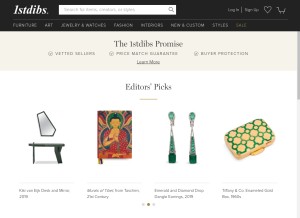 How 1stdibs.com looks like on a tablet such as an iPad.