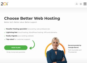 How 20i.com looks like on a tablet such as an iPad.