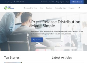 How 24-7pressrelease.com looks like on a tablet such as an iPad.