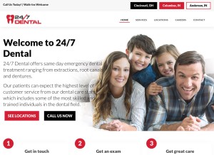 How 247dental.com looks like on a tablet such as an iPad.