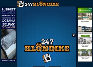 How 247klondike.com looks like on a tablet such as an iPad.