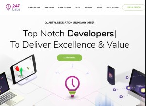 How 247labs.com looks like on a tablet such as an iPad.