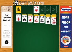 How 247solitaire.com looks like on a tablet such as an iPad.
