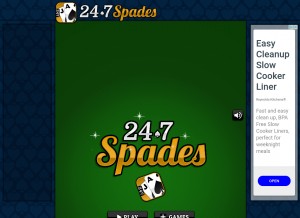 How 247spades.com looks like on a tablet such as an iPad.