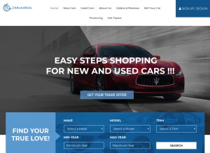 How 24autobids.com looks like on a tablet such as an iPad.