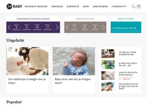 How 24baby.nl looks like on a tablet such as an iPad.