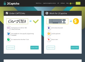 How 2captcha.com looks like on a tablet such as an iPad.