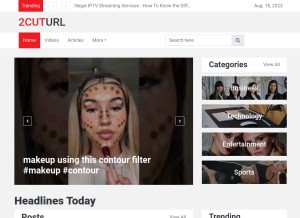 How 2cuturl.com looks like on a tablet such as an iPad.
