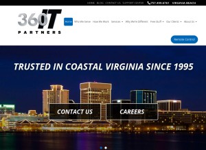 How 360itpartners.com looks like on a tablet such as an iPad.
