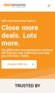 How 360leads.com looks like on a mobile device such as an iPhone.
