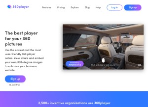 How 360player.io looks like on a tablet such as an iPad.