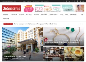 How 365thingsinhouston.com looks like on a tablet such as an iPad.
