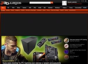 How 3djuegos.com looks like on a tablet such as an iPad.