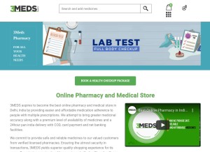 How 3meds.com looks like on a tablet such as an iPad.