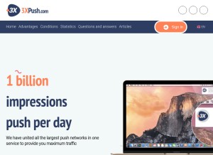 How 3xpush.com looks like on a tablet such as an iPad.