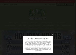 How 401games.ca looks like on a tablet such as an iPad.