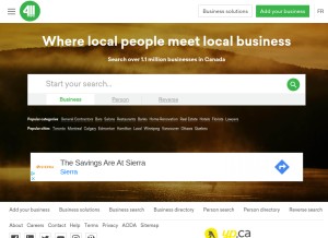 How 411.ca looks like on a tablet such as an iPad.