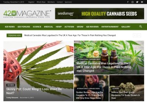 How 420magazine.com looks like on a tablet such as an iPad.