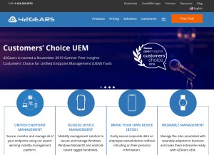 How 42gears.com looks like on a tablet such as an iPad.