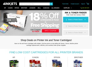 How 4inkjets.com looks like on a tablet such as an iPad.