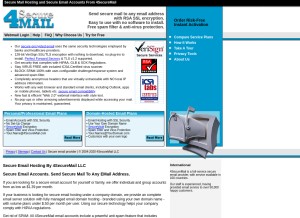 How 4securemail.com looks like on a tablet such as an iPad.