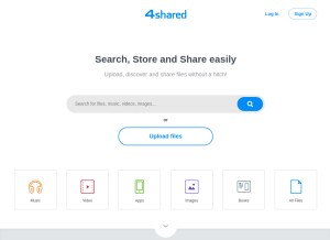 How 4shared.com looks like on a tablet such as an iPad.