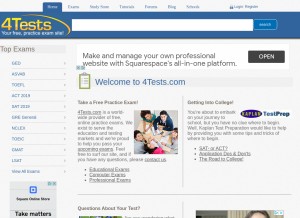 How 4tests.com looks like on a tablet such as an iPad.