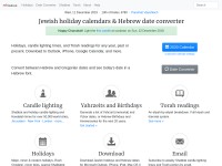 Desktop screenshot for hebcal.com