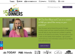 How 5dollardinners.com looks like on a tablet such as an iPad.