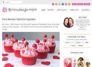 How 5minutesformom.com looks like on a tablet such as an iPad.