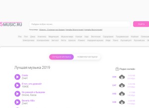 How 5music.online looks like on a tablet such as an iPad.