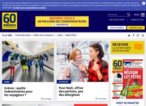 How 60millions-mag.com looks like on a tablet such as an iPad.