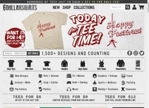 How 6dollarshirts.com looks like on a tablet such as an iPad.