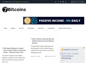 How 7bitcoins.com looks like on a tablet such as an iPad.