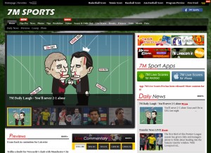 How 7msport.com looks like on a tablet such as an iPad.