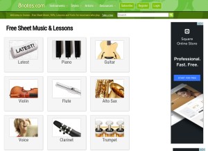 How 8notes.com looks like on a tablet such as an iPad.