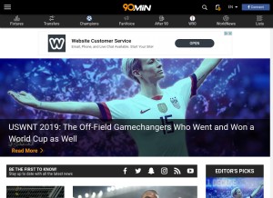 How 90min.com looks like on a tablet such as an iPad.