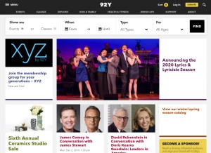 How 92y.org looks like on a tablet such as an iPad.