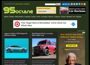 How 95octane.com looks like on a tablet such as an iPad.