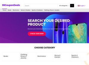 How 99coupondeals.com looks like on a tablet such as an iPad.