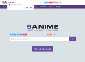 How 9anime.vip looks like on a tablet such as an iPad.