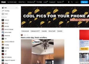 How 9gag.com looks like on a tablet such as an iPad.