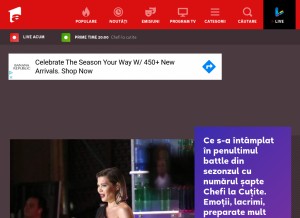 How a1.ro looks like on a tablet such as an iPad.