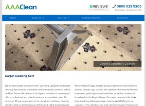 How aaaclean.co.uk looks like on a tablet such as an iPad.