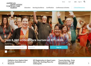 How aacn.org looks like on a tablet such as an iPad.